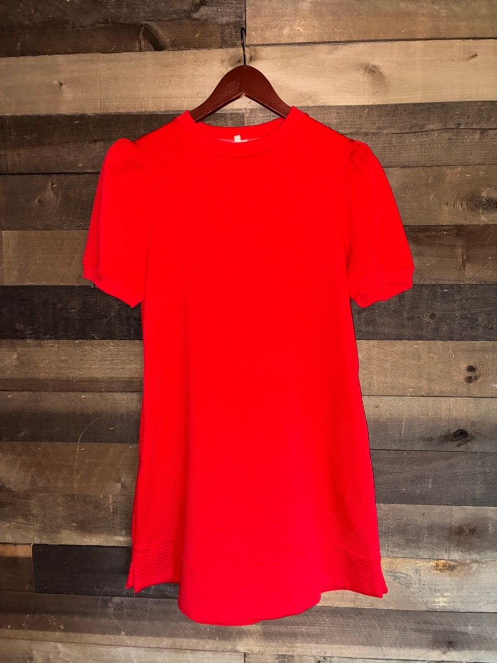 JODIFL Red Ribbed Crewneck Dress